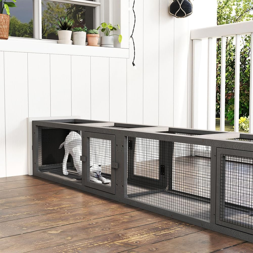 Wall-Mounted Cat Tunnel Set - Solid Pine Cat Play Furniture for Enhanced Feline Activity