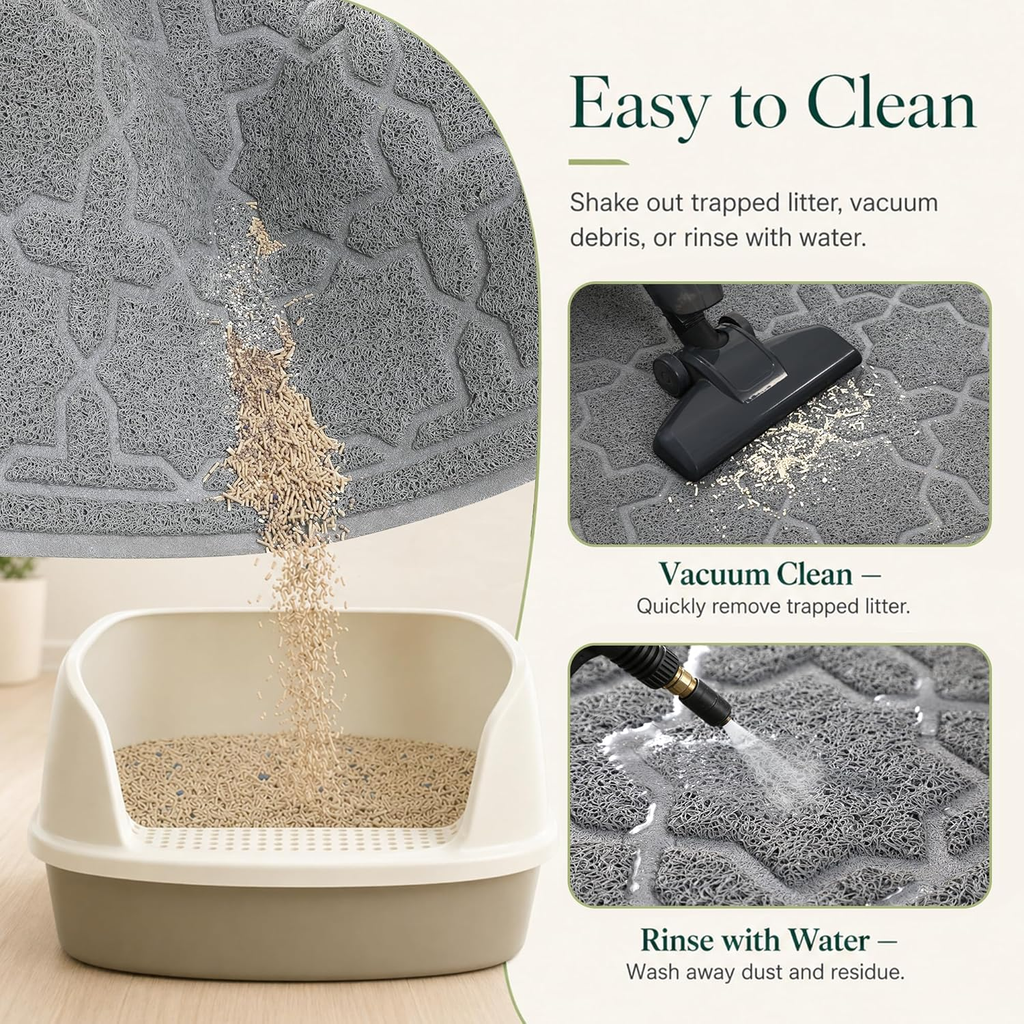 Waterproof Cat Litter Trap Mat, 35.4" x 23.6", Dark Grey