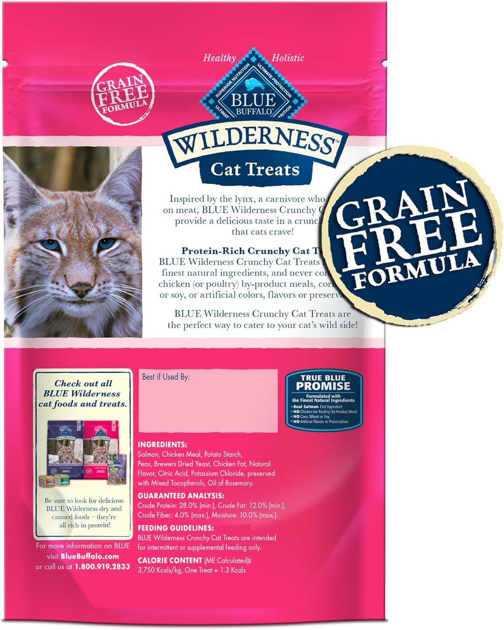 Wilderness Salmon Crunchy Cat Treats, 2 Oz (Pack of 12)