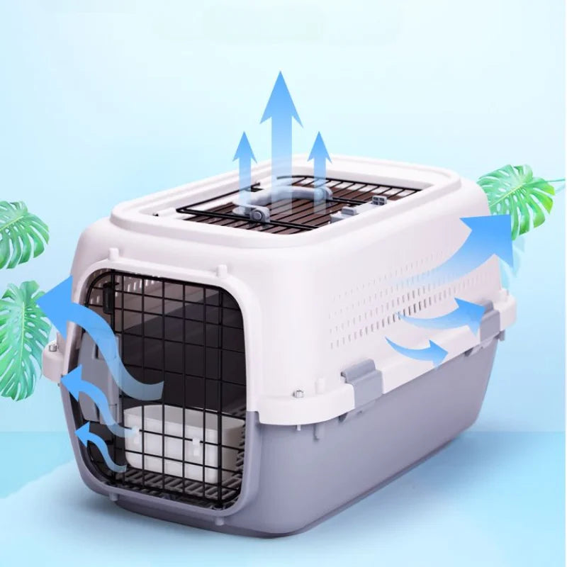 Durable Ventilated Pet Airline Transport Box - Multi-Purpose Dog and Cat Carrier