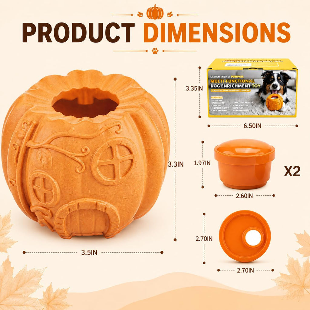 Pumpkin-Shaped Dog Treat Dispenser Toy Set with Freeze Bowls for Enrichment and Slow Feeding