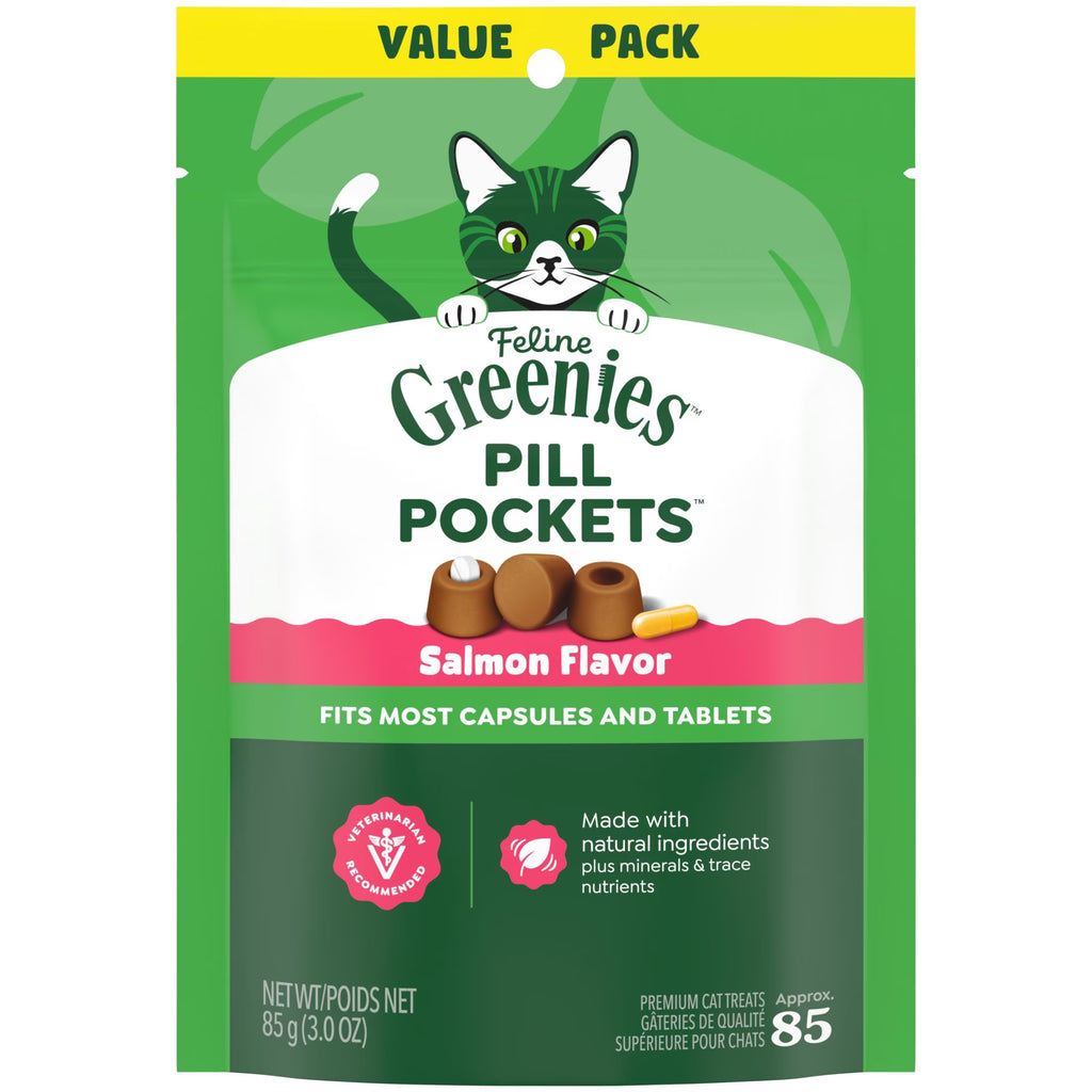 Feline Salmon Flavor Pill Pockets for Cats - Soft Treats, 3 Oz Pouch (85 Count)