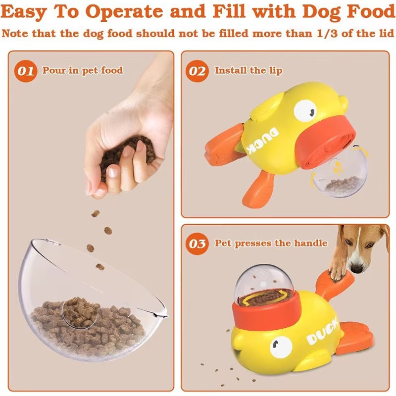 Interactive Pet Treat Dispenser - Anti-Gulping Duck Slow Feeder for Dogs and Cats, Ideal for Training and Enrichment