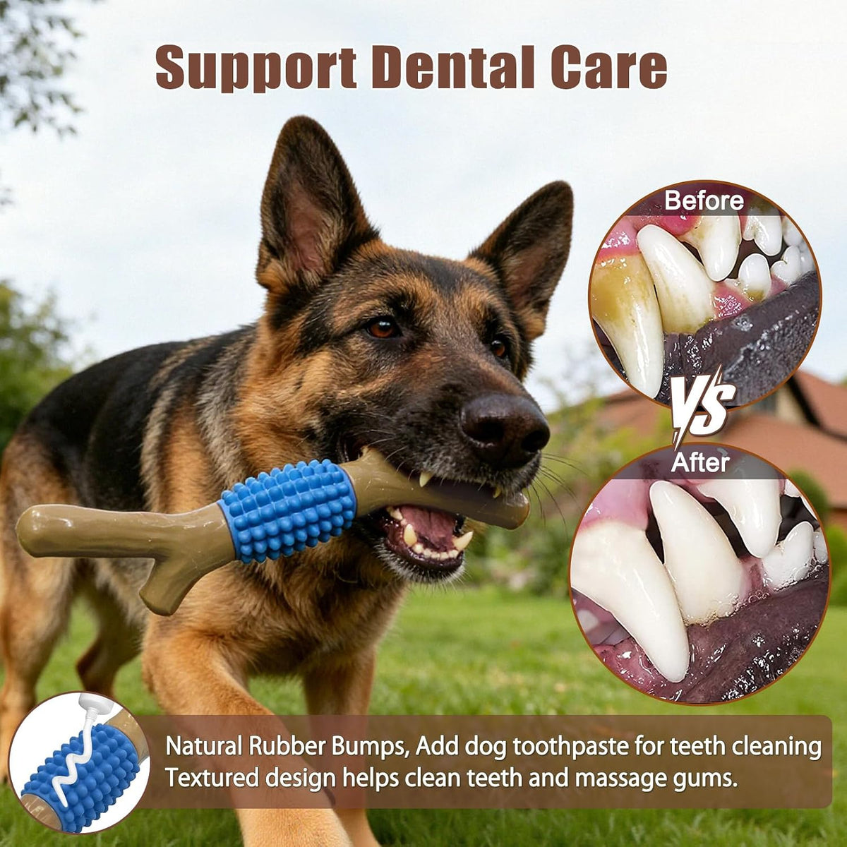 Durable Dog Chew Toy for Aggressive Chewers - Tough Nylon and Rubber Teething Stick with Beef Flavor for Large and Medium Breeds