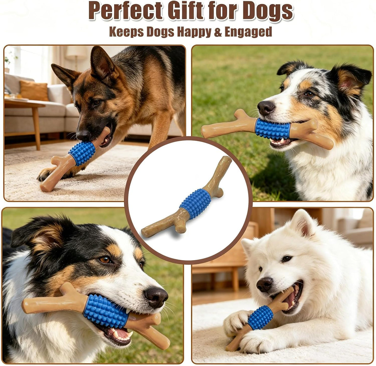 Durable Dog Chew Toy for Aggressive Chewers - Tough Nylon and Rubber Teething Stick with Beef Flavor for Large and Medium Breeds