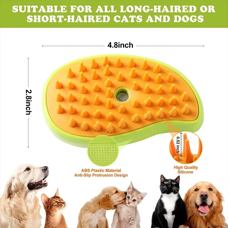 Electric Pet Grooming Brush with Water Spray for Cats - Soft Silicone Depilation and Bathing Supplies