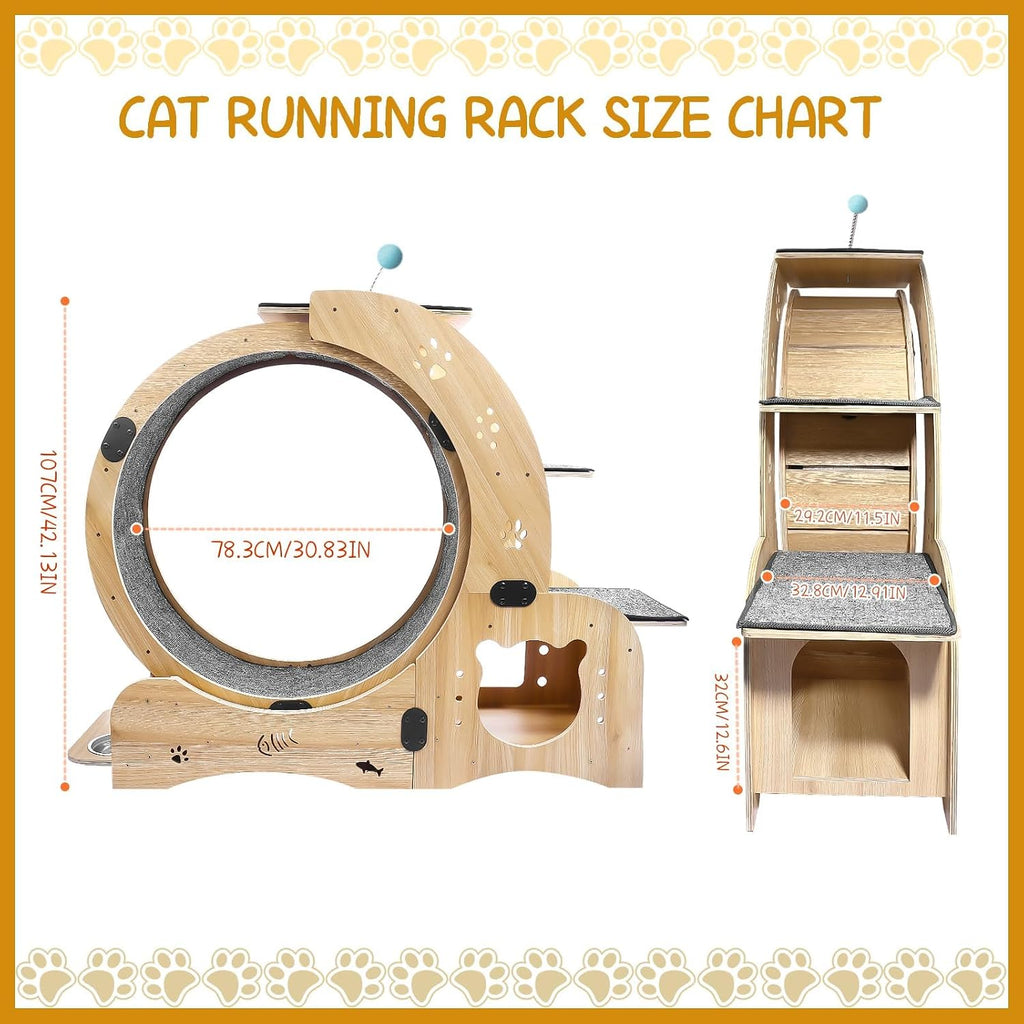 Upgraded 6-In-1 Cat Exercise Wheel: Large Silent Treadmill for Indoor Cats, Ideal Furniture and Toy for Endless Fun and Fitness