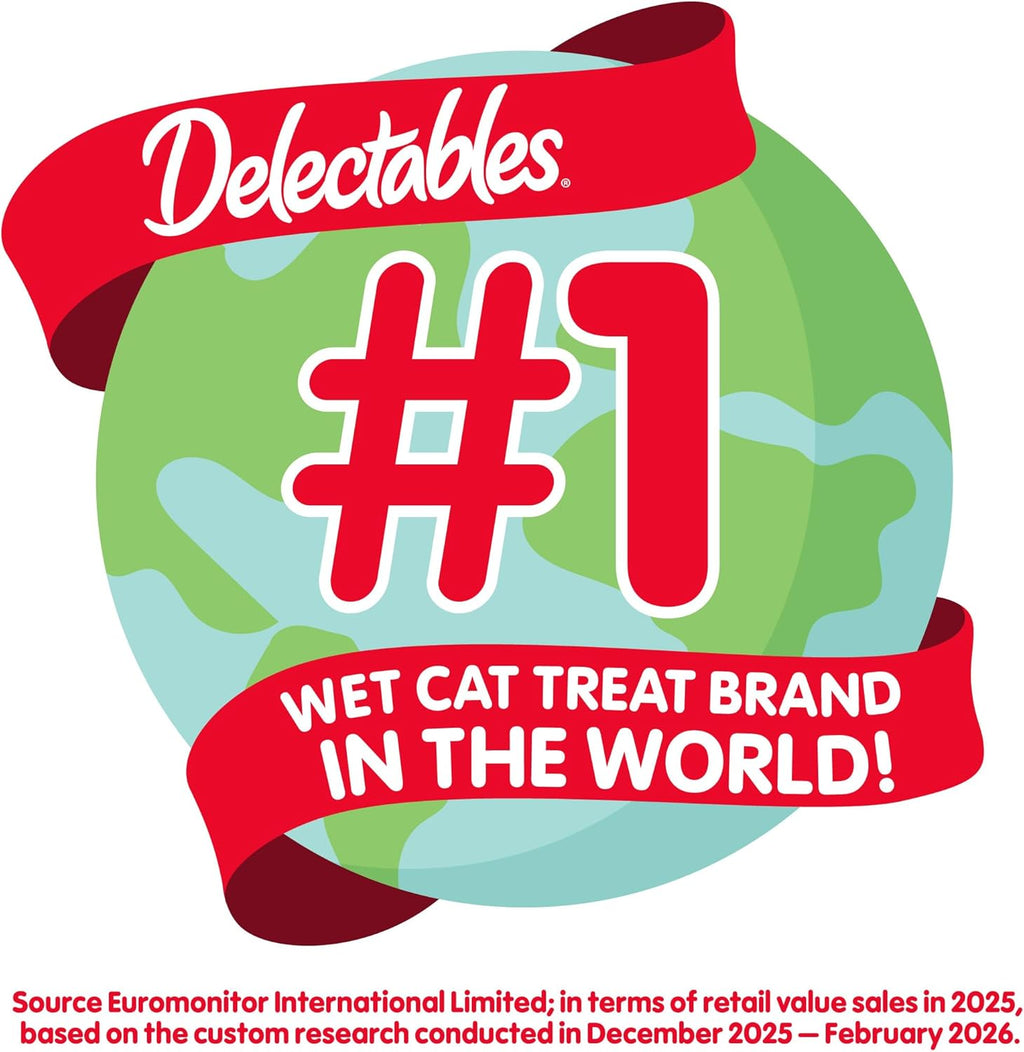 Handheld Lickable Cat Treats with Real Chicken & Tuna - Creamy Puree, Grain-Free, No Fillers or Preservatives, Variety Pack, 32 Count