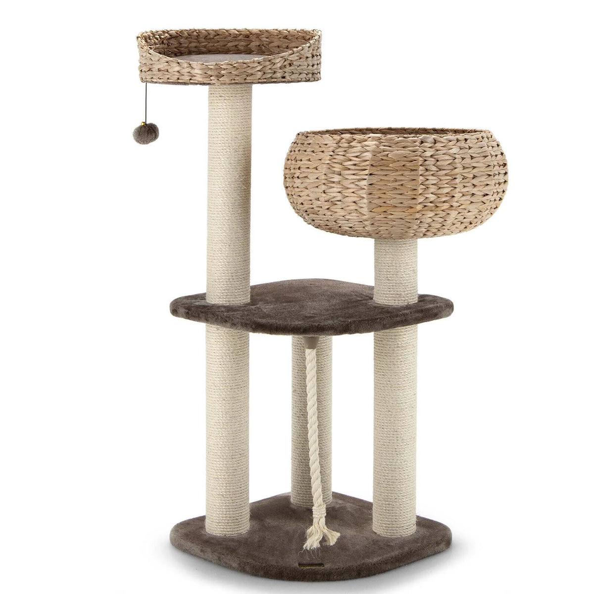 41-Inch Artisan Cat Tree Tower with Natural Bowl Design and Two Perches