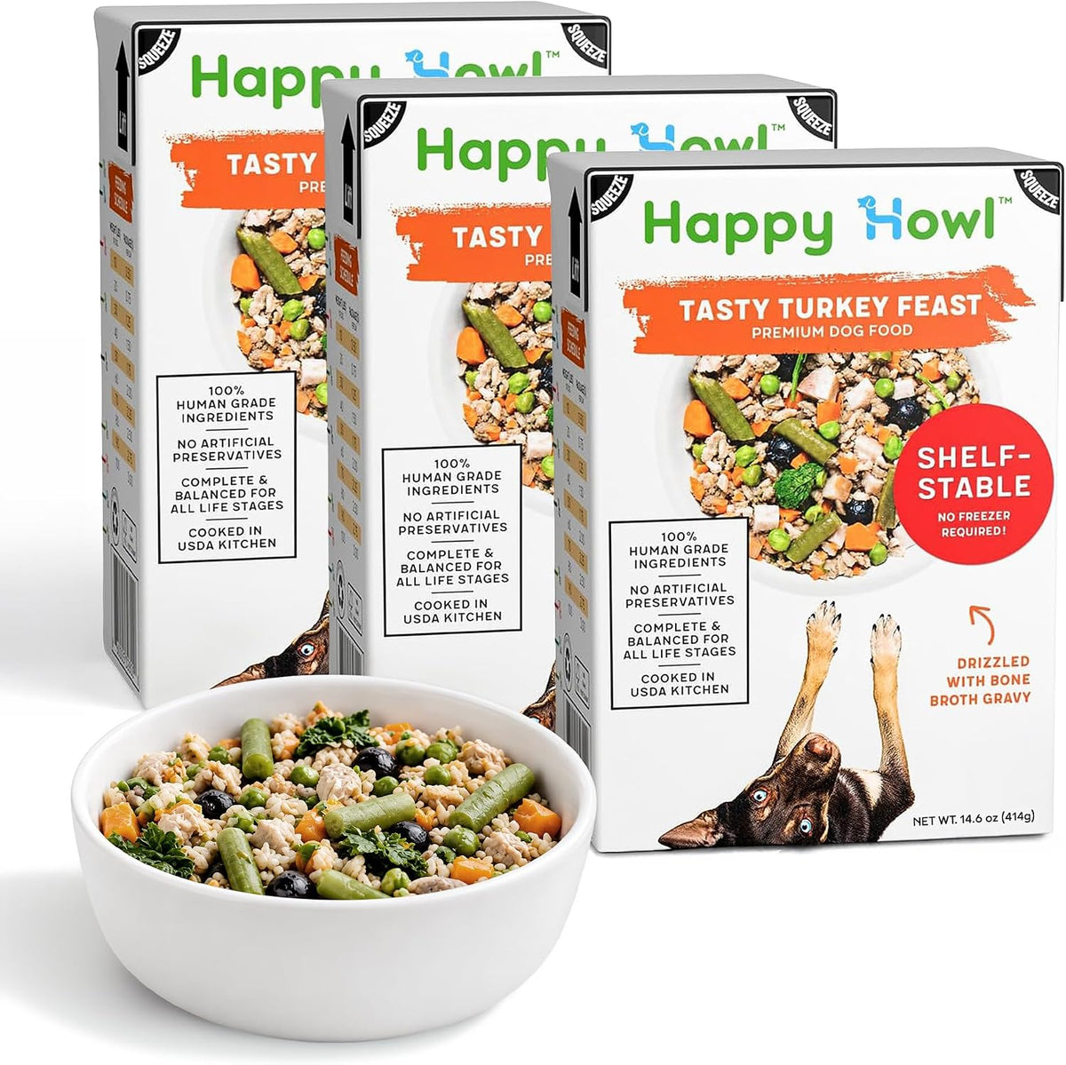 Gourmet Turkey Feast Dog Food Sample Pack, Human-Grade, 3 x 14.6 oz