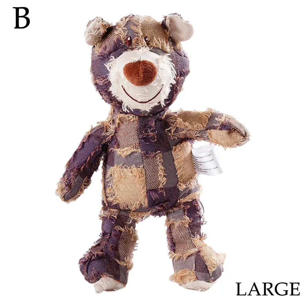 Indestructible Bear Dog Chew Toy - Durable Squeaky Stuffed Animal for Interactive Play and Teething Training