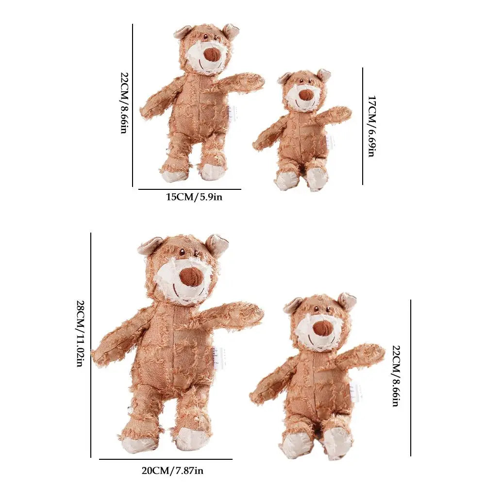 Indestructible Bear Dog Chew Toy - Durable Squeaky Stuffed Animal for Interactive Play and Teething Training