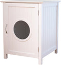 Cat Litter Box Enclosure Furniture - Elegant Hidden Washroom Nightstand with Easy Assembly Storage Cabinet - Large Pet Bedside Table - Available in White