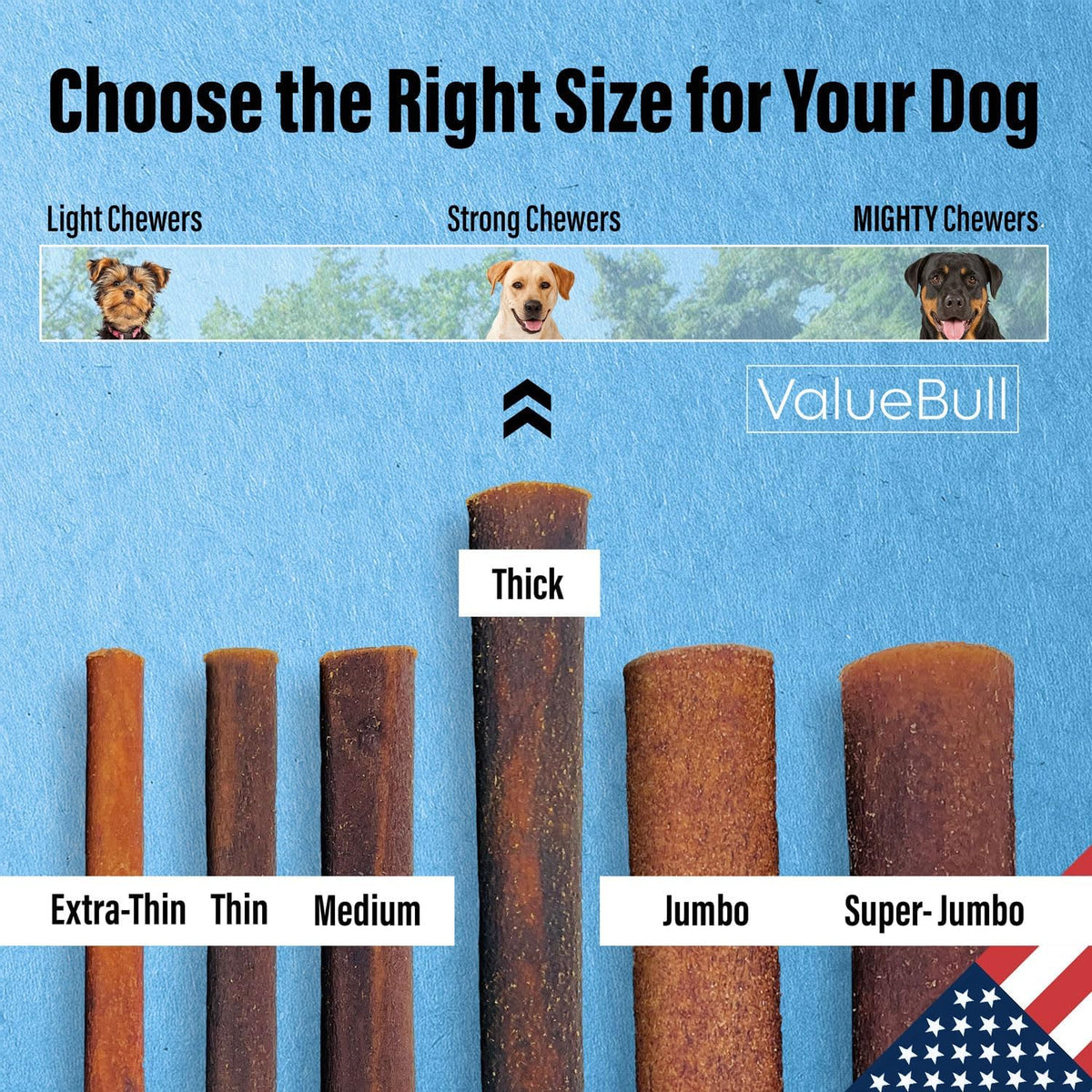 USA Beef Collagen Dog Chews, 12-Inch Thick Sticks, 50 Count