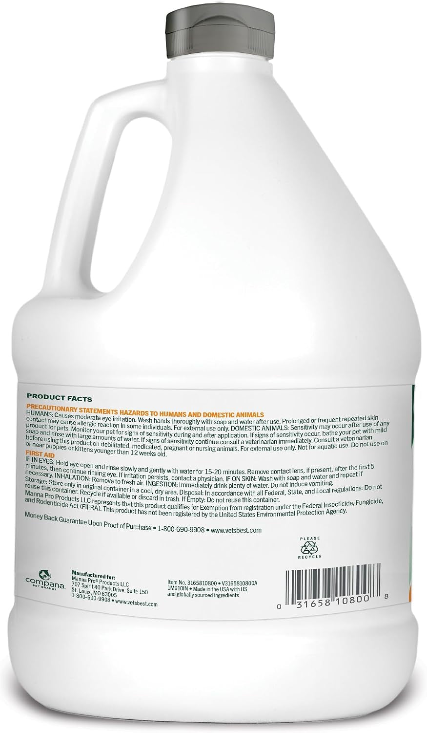 Natural Flea and Tick Indoor Home Spray Refill for Dogs, 96 oz