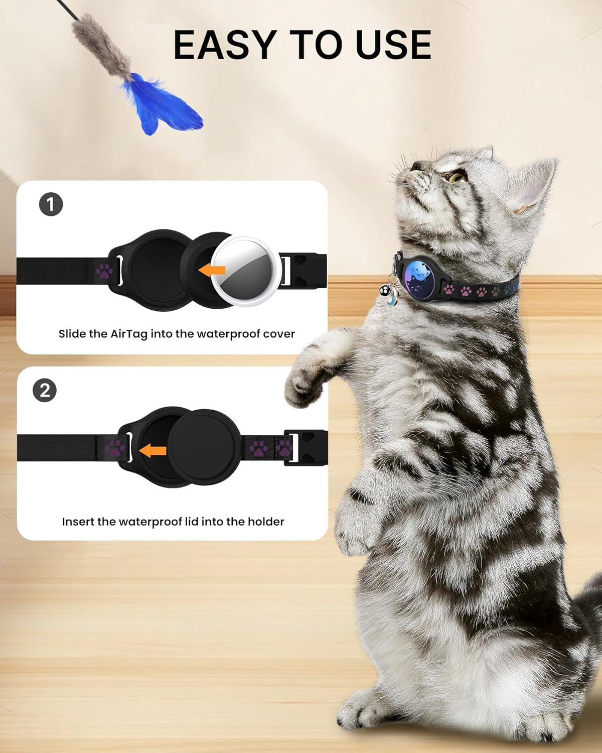 Breakaway Cat Collar with Apple AirTag Holder - 2 Pack