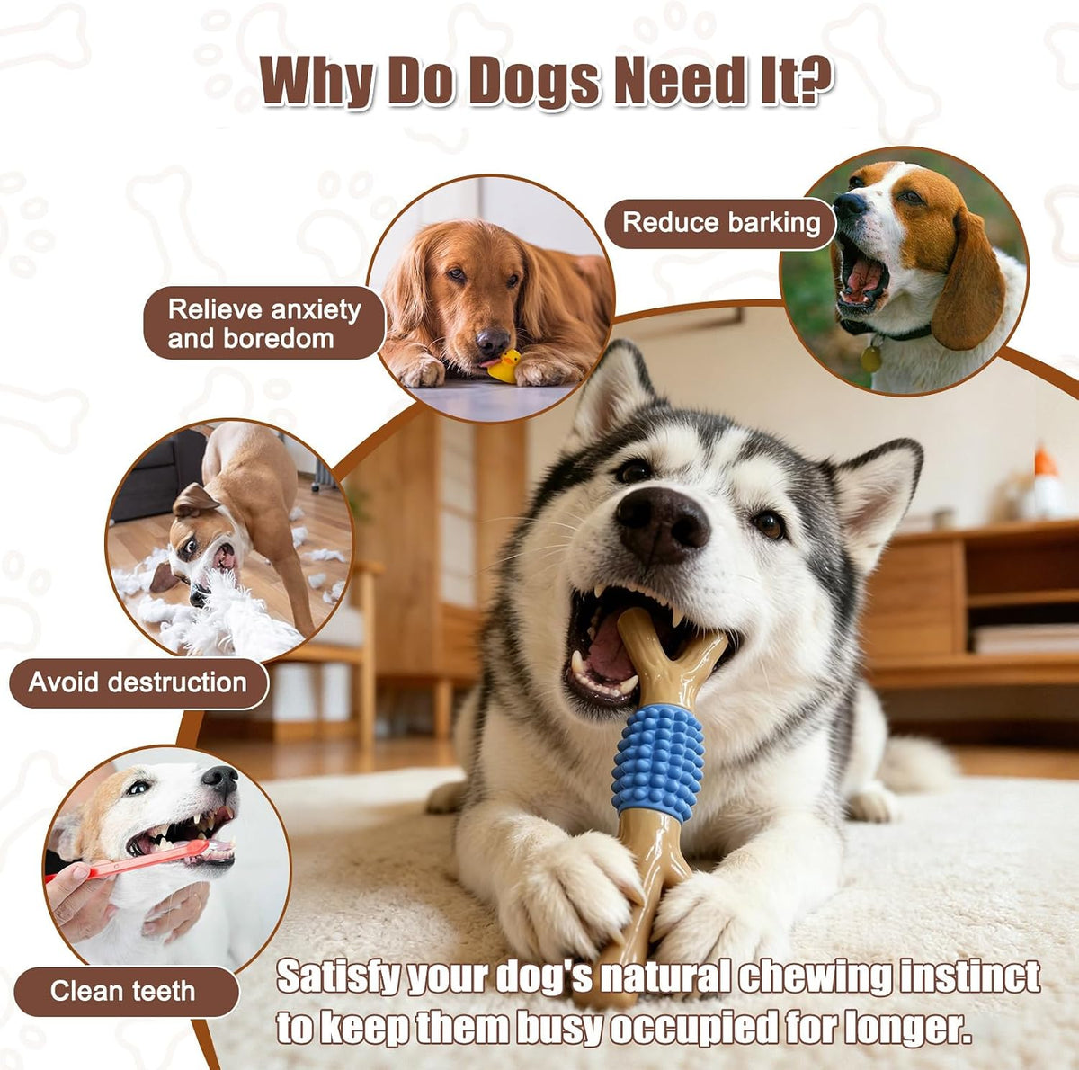Durable Dog Chew Toy for Aggressive Chewers - Tough Nylon and Rubber Teething Stick with Beef Flavor for Large and Medium Breeds