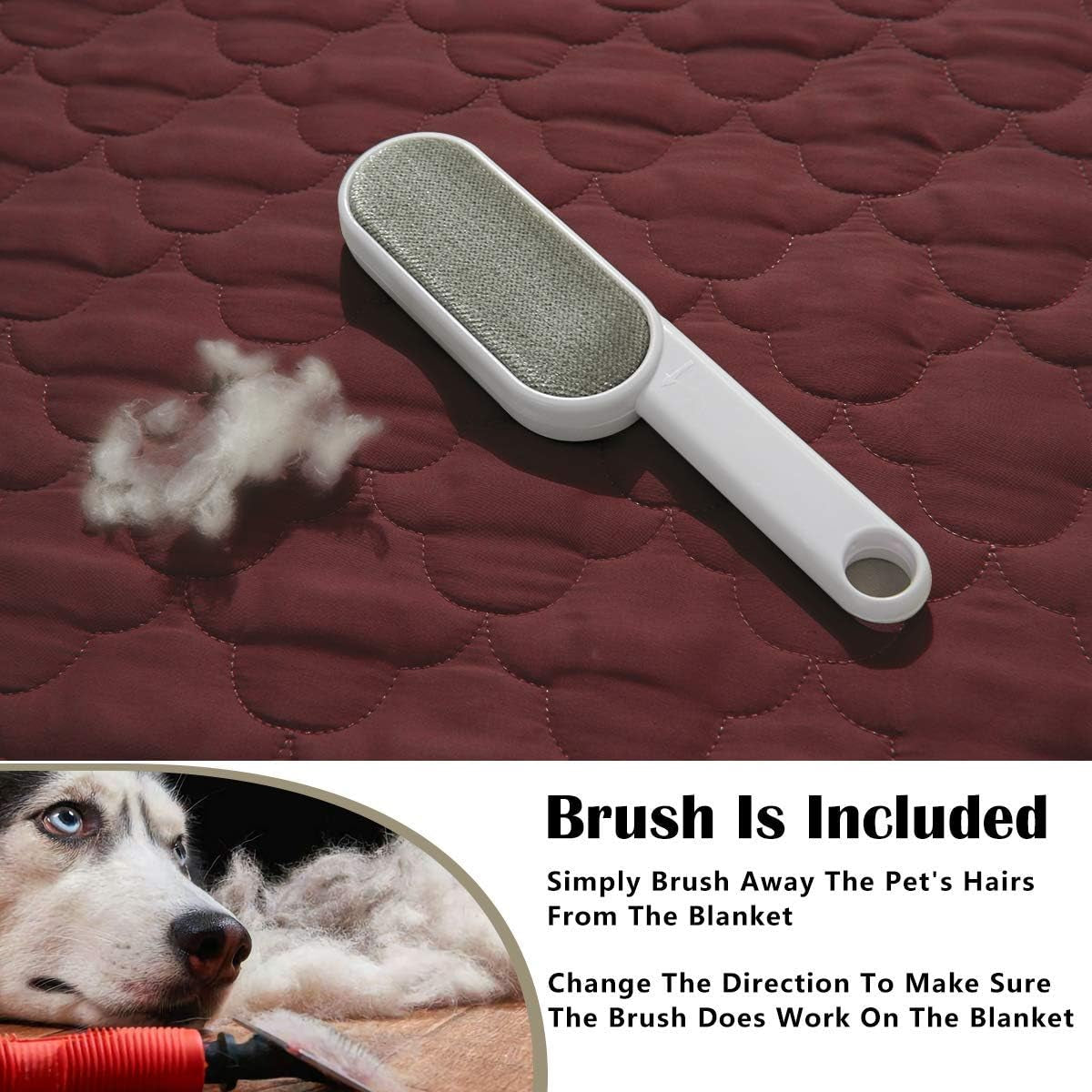 Washable Dog Bed Cover and Reversible Pee Pad Blanket for Large Dogs and Cats, 1 Piece (82" x 102", Burgundy)