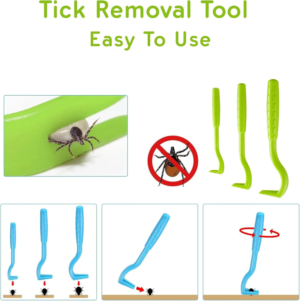 Tick Removal Tool Kit – 6-Pack for Humans and Pets | Includes Tick Identification Card | Safe and Effective Tick Removal for Dogs and Cats