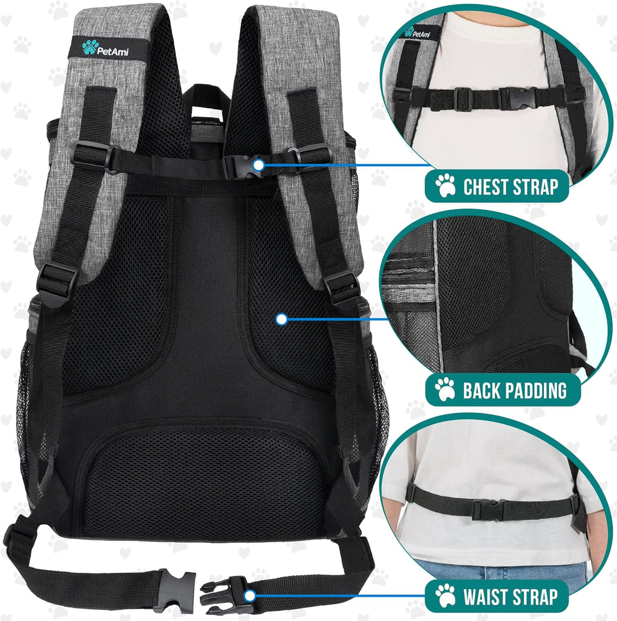 Airline-Approved Dog Backpack Carrier with 4-Way Entry for Cats - Gray