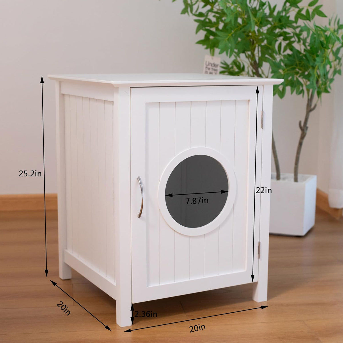 Cat Litter Box Enclosure Furniture - Elegant Hidden Washroom Nightstand with Easy Assembly Storage Cabinet - Large Pet Bedside Table - Available in White