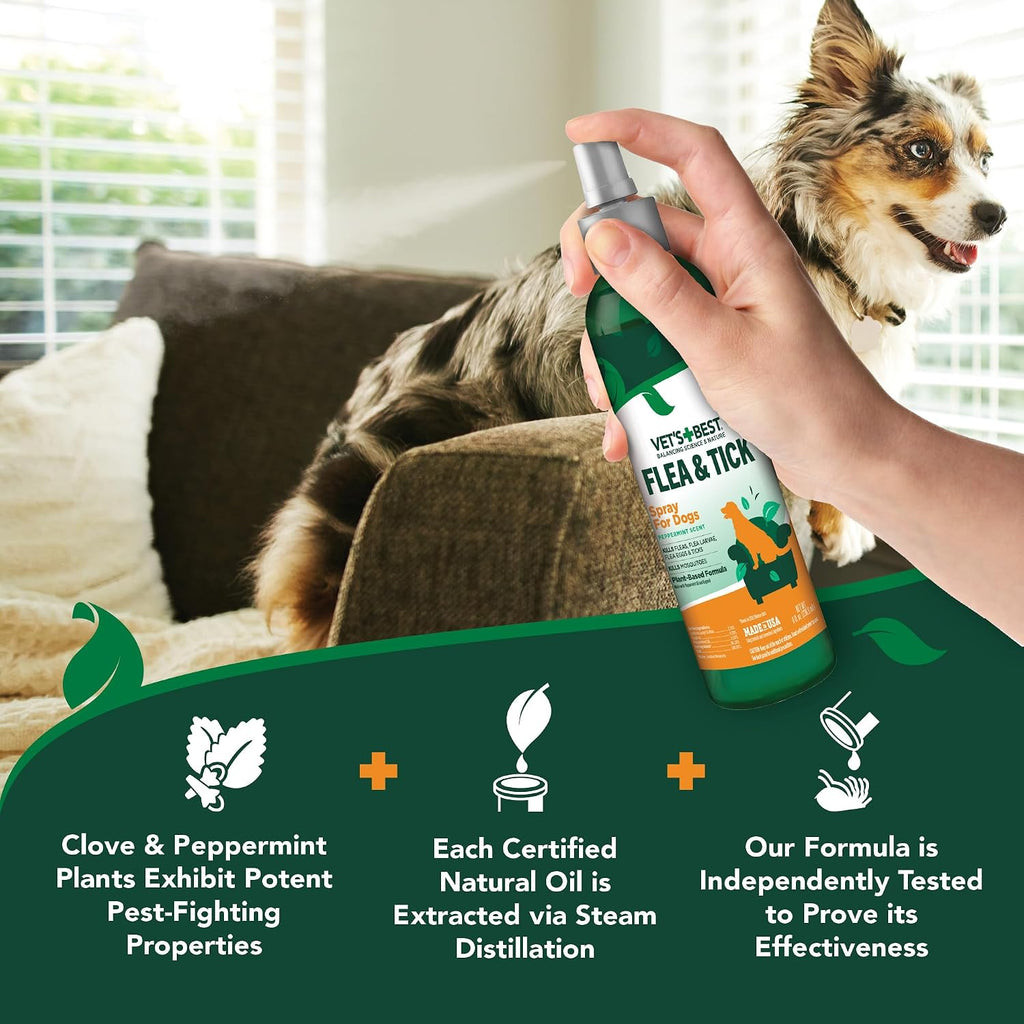 Plant-Based Flea and Tick Spray for Dogs - 8 oz Pest Control Solution