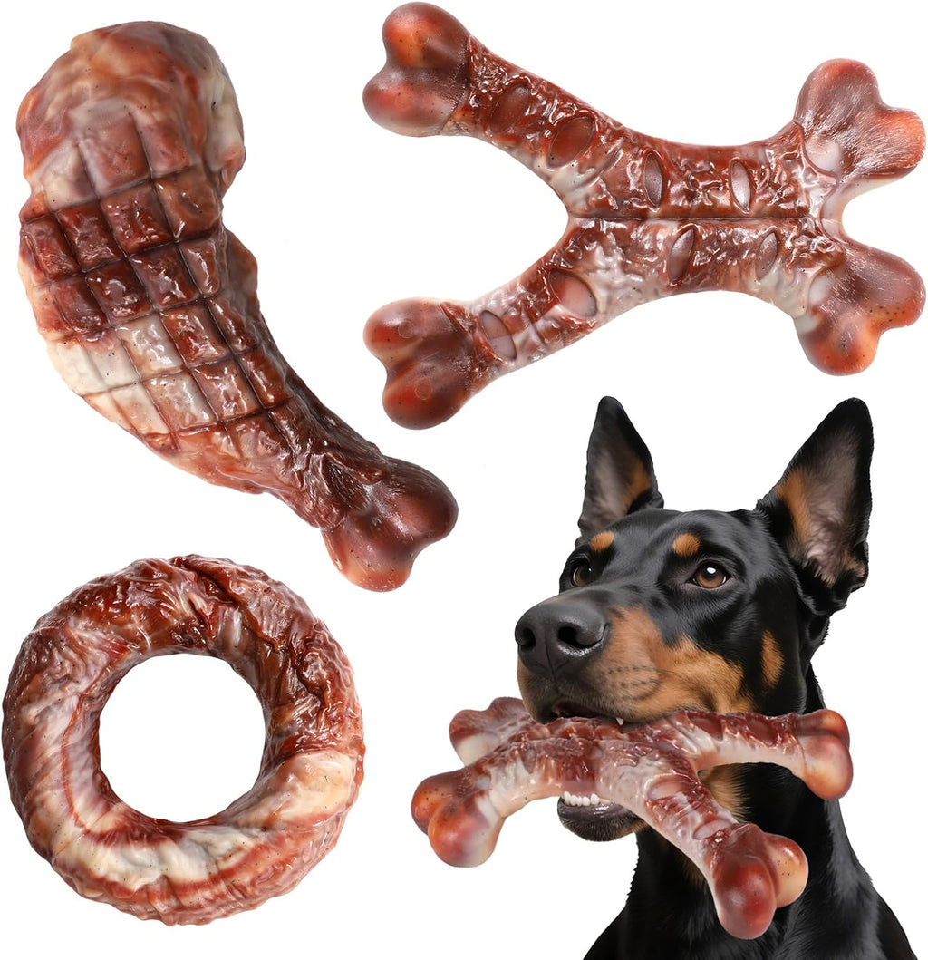 Durable Dog Toy Set for Aggressive Chewers - 3 Pack, Indestructible Toys for Small to Extra Large Dogs (Up to 120 lbs)