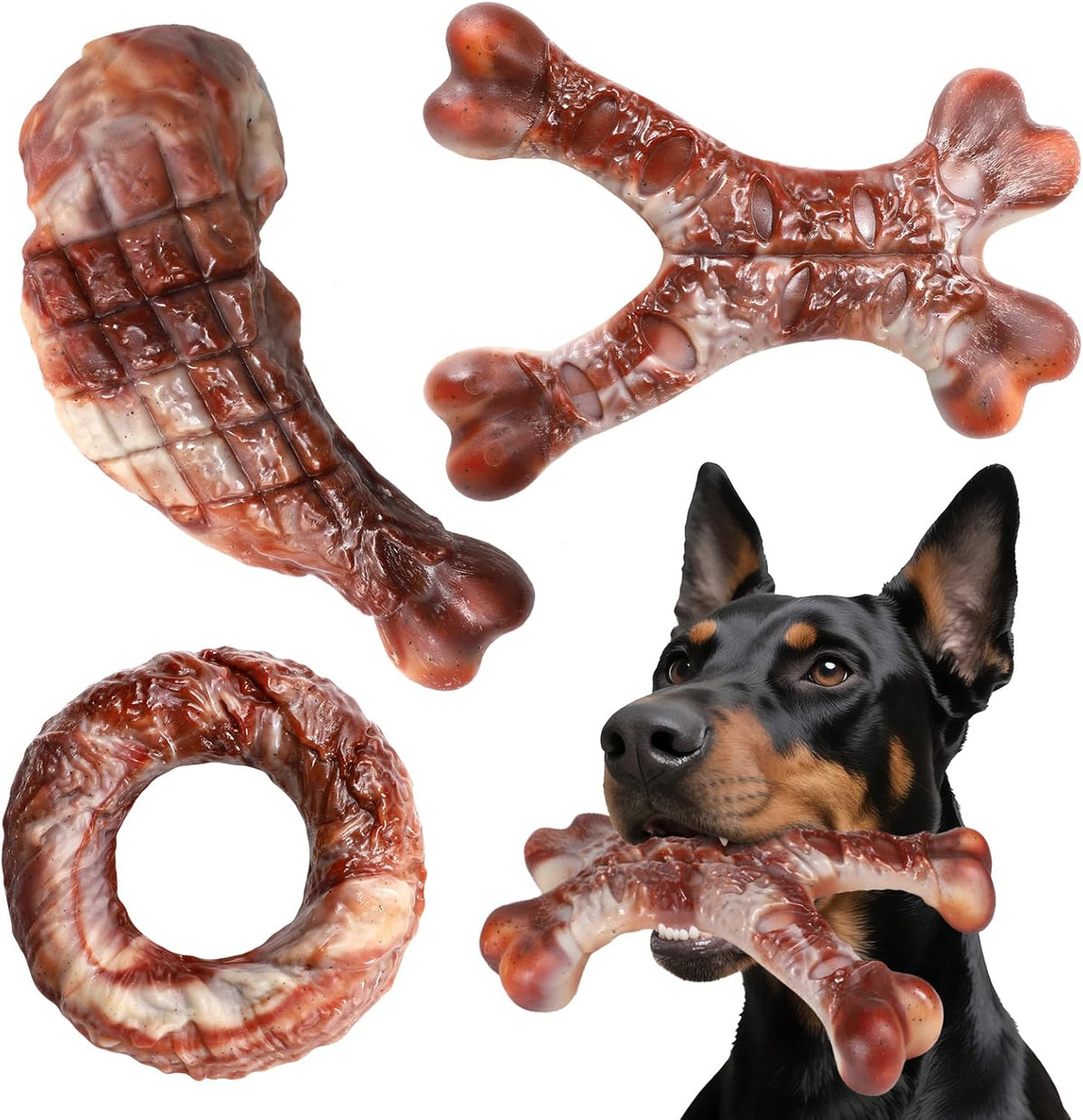 Durable Dog Toy Set for Aggressive Chewers - 3 Pack, Indestructible Toys for Small to Extra Large Dogs (Up to 120 lbs)