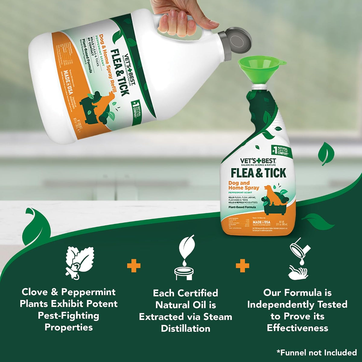 Natural Flea and Tick Indoor Home Spray Refill for Dogs, 96 oz