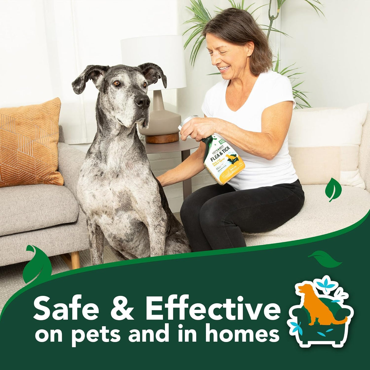 Flea and Tick Home Spray for Dogs - Indoor Use, Cotton Spice Scent, 32 oz