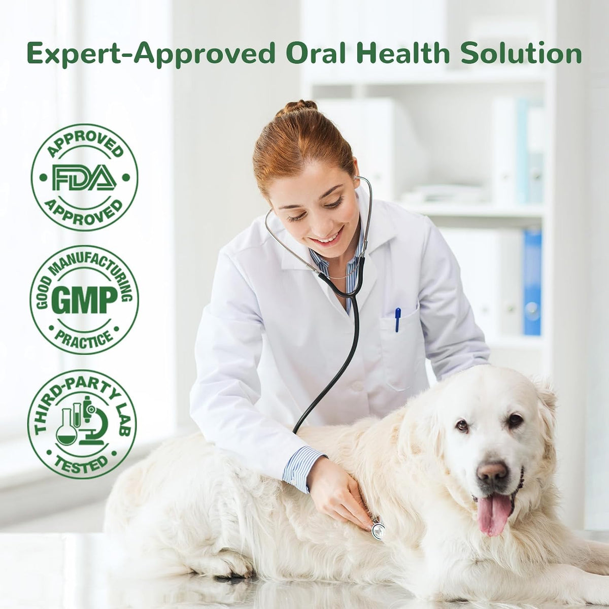 Dog Dental Powder for Teeth Cleaning, Fresh Breath, Tartar and Plaque Removal, Natural Plant Blend with Probiotics, 150g