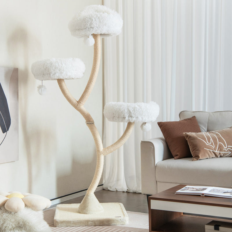 70-Inch Cat Tree Tower with Four Levels, Three Perches, and Interactive Dangling Balls