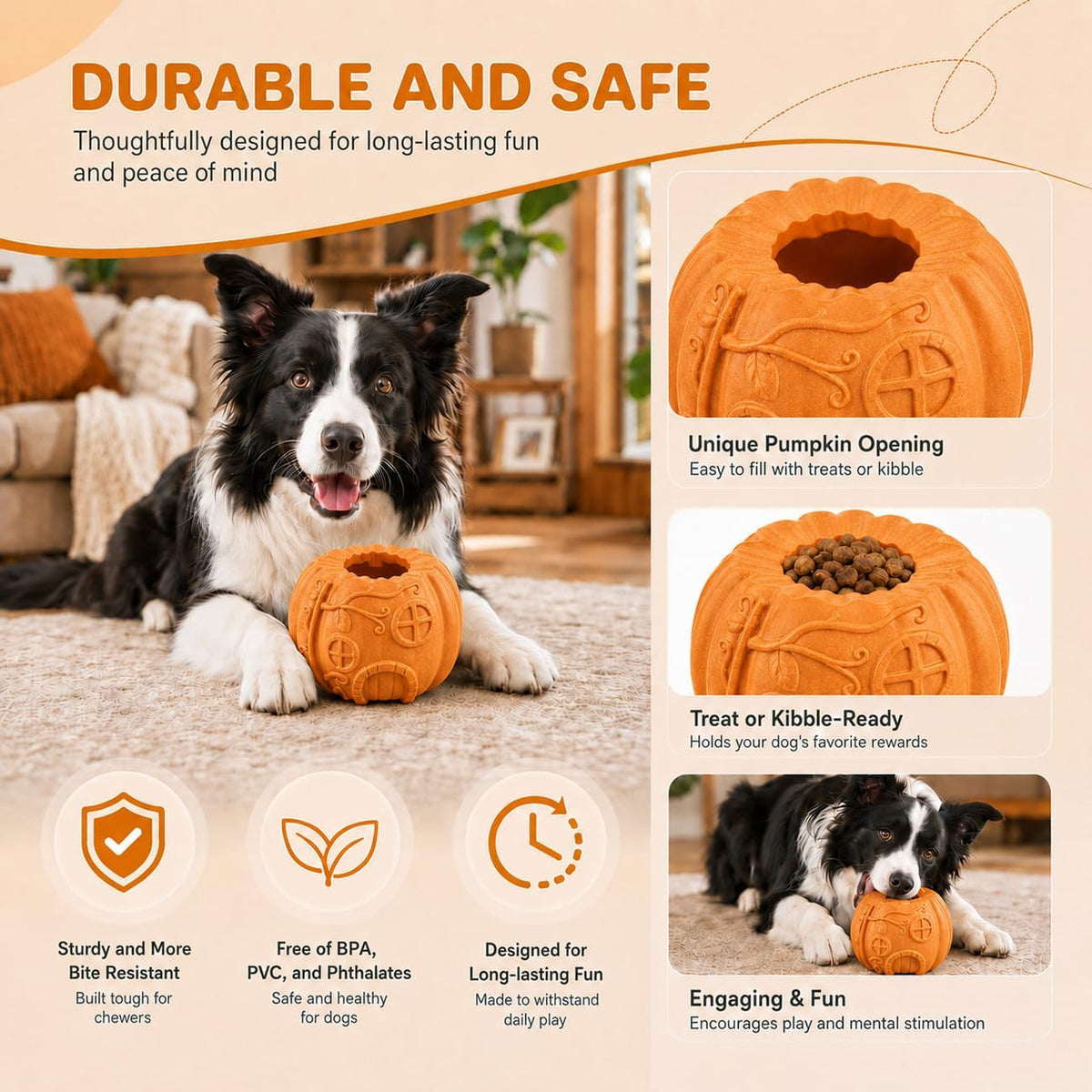 Pumpkin-Shaped Dog Treat Dispenser Toy Set with Freeze Bowls for Enrichment and Slow Feeding