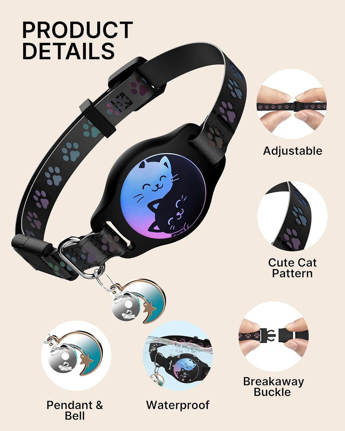 Breakaway Cat Collar with Apple AirTag Holder - 2 Pack