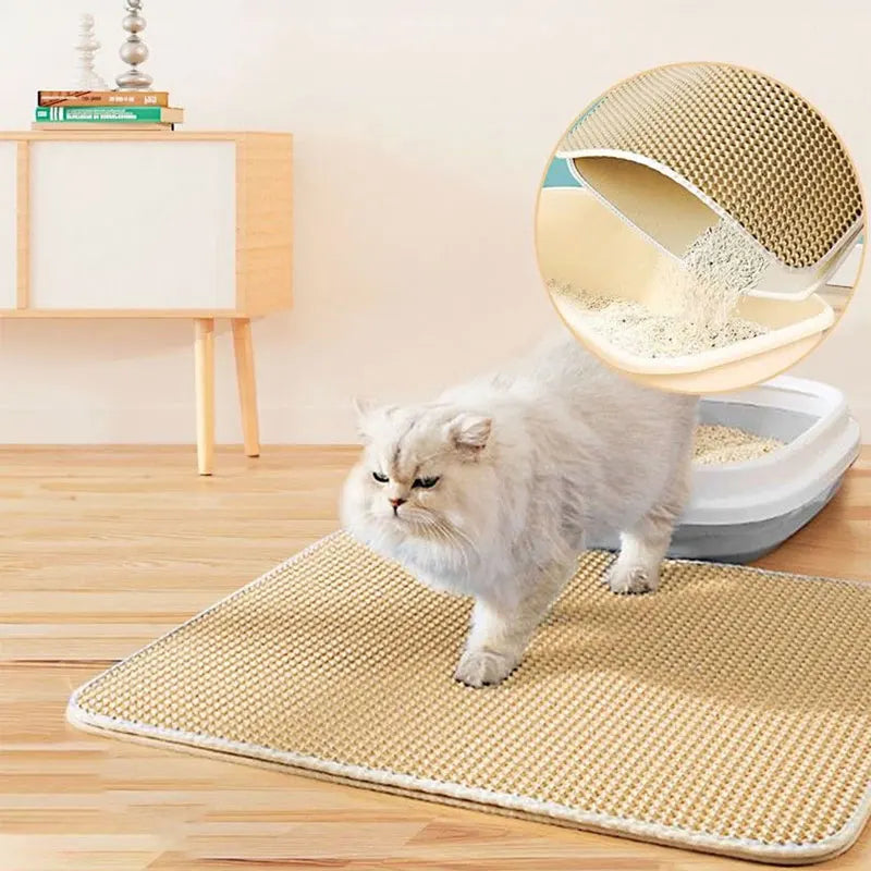 Waterproof Double Layer Cat Litter Mat for Effective Litter Trapping and Easy Cleaning - Essential Accessory for Cat Owners