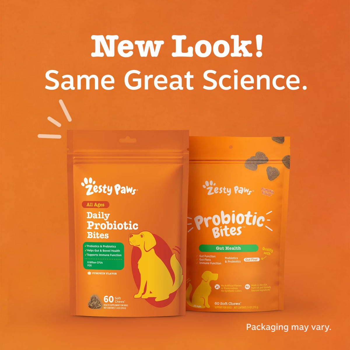 Pumpkin Flavor Probiotic Bites for Dogs, 60 Count Supplement