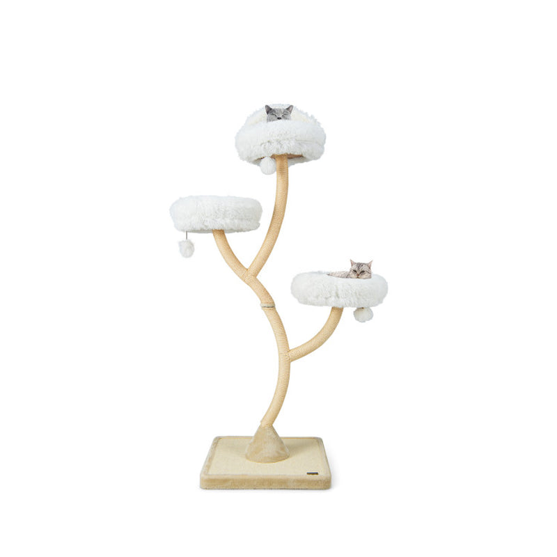 70-Inch Cat Tree Tower with Four Levels, Three Perches, and Interactive Dangling Balls