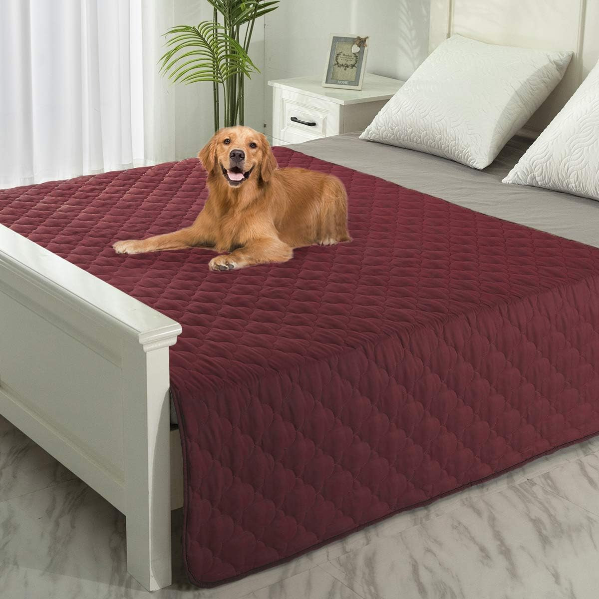 Washable Dog Bed Cover and Reversible Pee Pad Blanket for Large Dogs and Cats, 1 Piece (82" x 102", Burgundy)