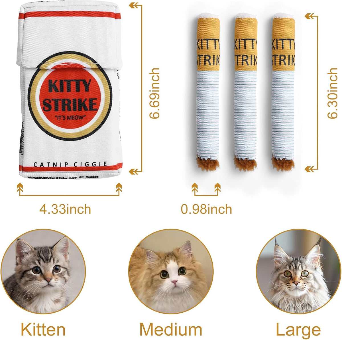 3-Pack Organic Catnip Toys for Cats - Safe Teething Chew and Kicker Toys for Stress Relief and Indoor Play