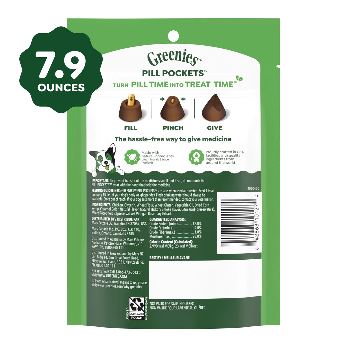 Natural Soft Dog Treats in Capsule Size with Hickory Smoke Flavor - 7.9 oz Pack (30 Treats)