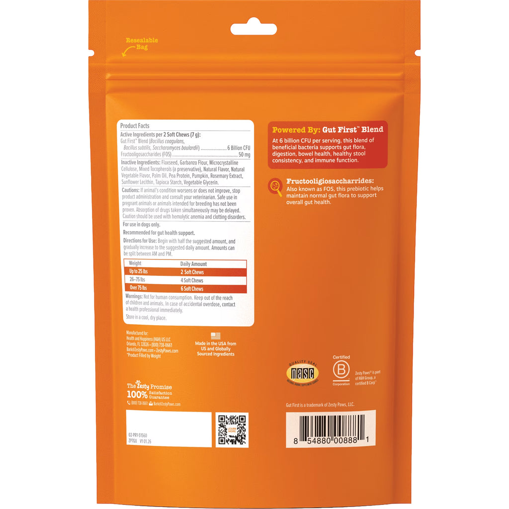 Pumpkin Flavor Probiotic Bites for Dogs, 60 Count Supplement