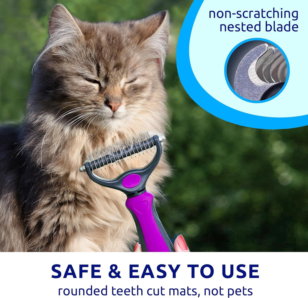 Deshedding Brush and Metal Comb Grooming Set for Cats and Dogs
