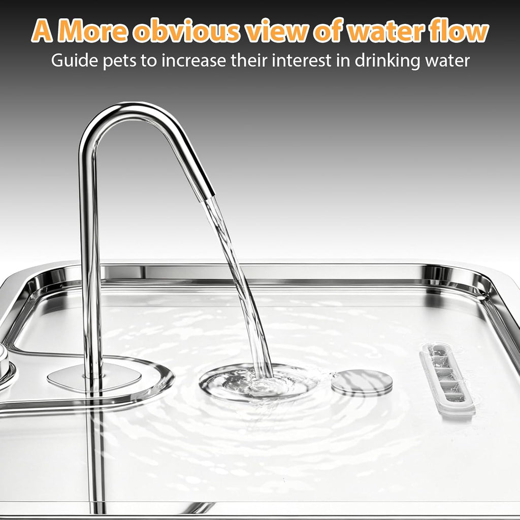 15L/4Gal Stainless Steel Pet Water Fountain with Filter Set