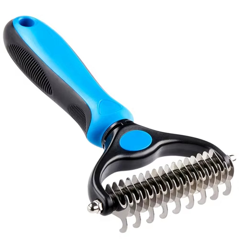 Pet Fur Knot Cutter and Shedding Tool for Dogs and Cats - Double-Sided Grooming Comb and Brush