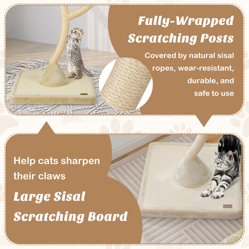 70-Inch Cat Tree Tower with Four Levels, Three Perches, and Interactive Dangling Balls
