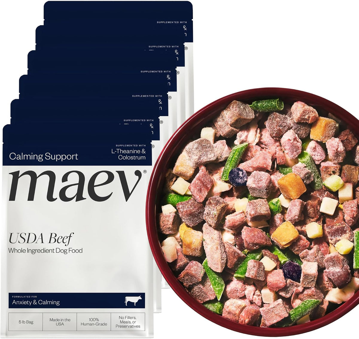 Premium Frozen Fresh Beef Dog Food for Anxiety Relief, 30 Lb