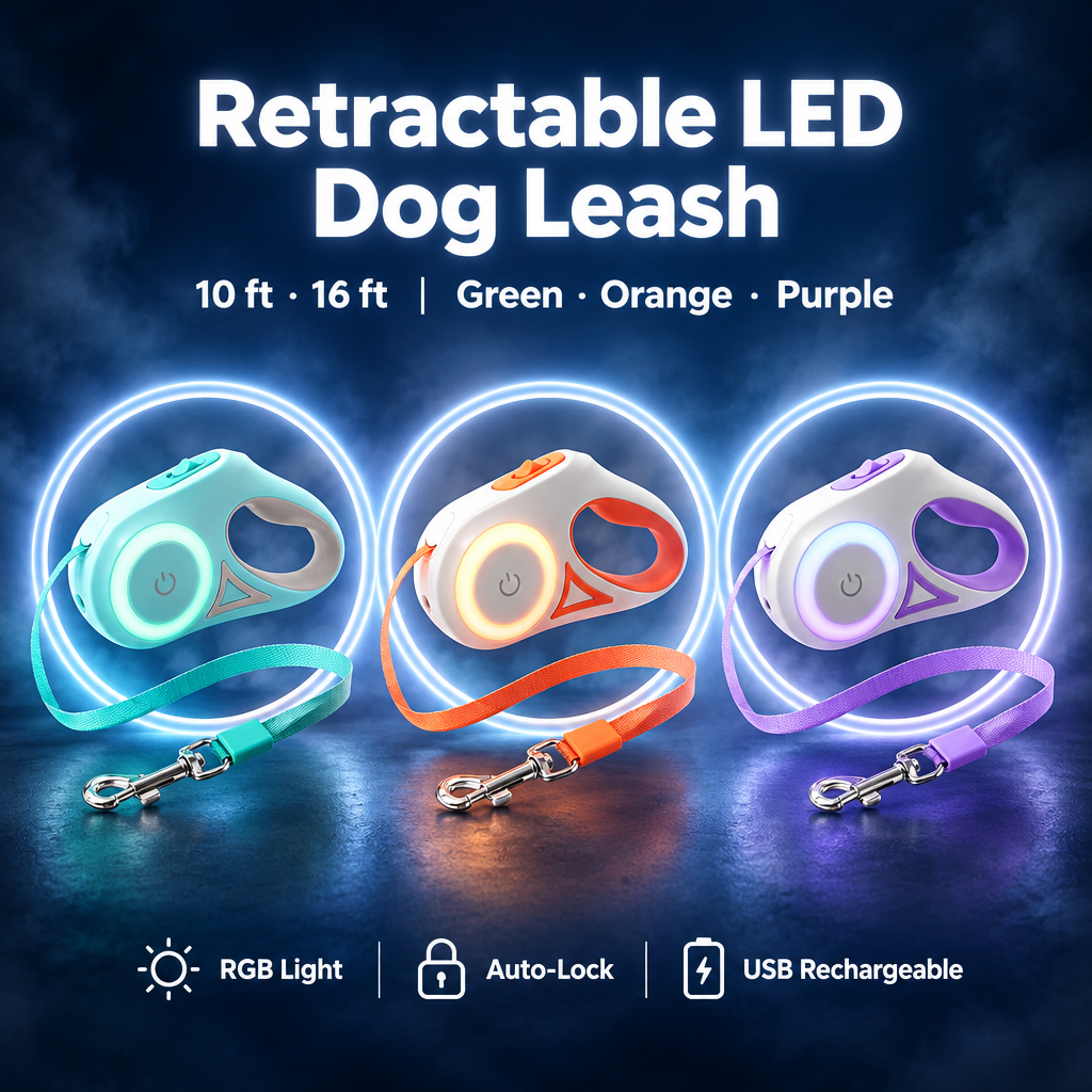 Retractable LED Dog Leash – Atmospheric Hero Image